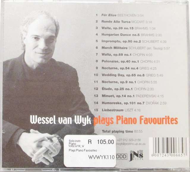 Wessel van Wyk - plays piano favourites