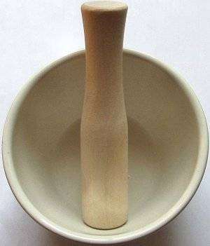 Pestle and mortar - wood - glass - medium