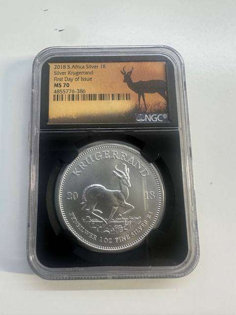 2019 SILVER KRUGERRAND 1oz NGC MS70 FIRST DAY OF ISSUE