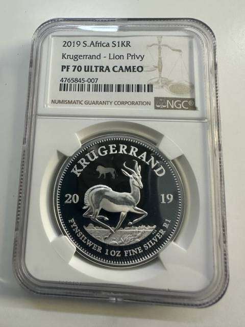 2019 SILVER KRUGERRAND 1oz NGC PF70 LION PRIVY SERIES 1