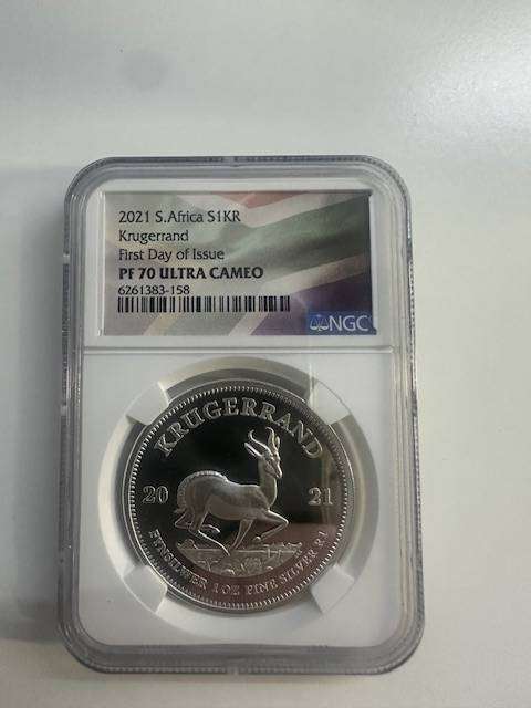 2021 SILVER KRUGERRAND 1oz NGC PF70 FIRST DAY OF ISSUE