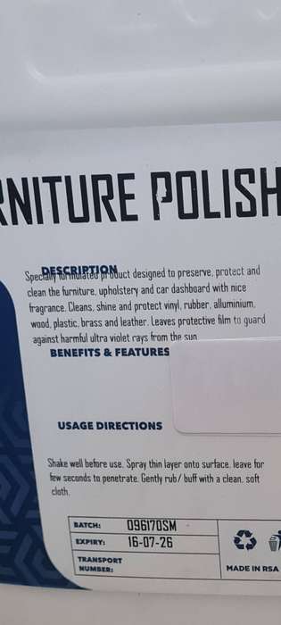 Furniture Polish 25 litre