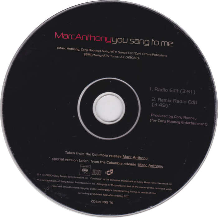 MARC ANTHONY - You Sang To Me - South African CD Single - CDSIN395