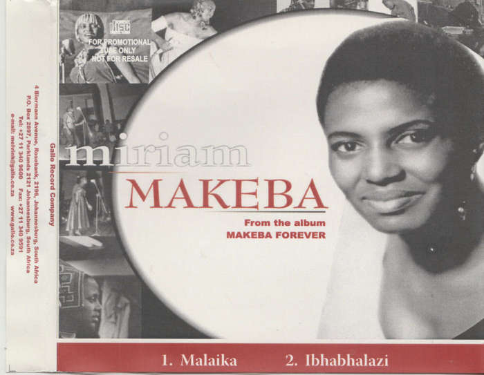 MIRIAM MAKEBA - Malaika - Out of Print South African Promo CD Single - GRCPROMO040