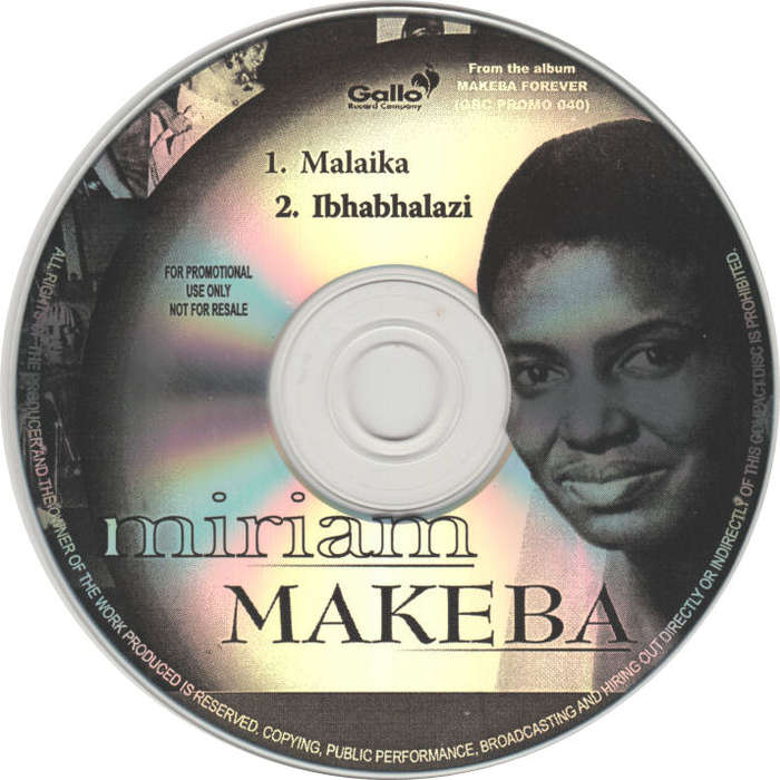 MIRIAM MAKEBA - Malaika - Out of Print South African Promo CD Single - GRCPROMO040