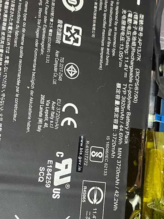 Acer Chromebook C730 Battery AP13J7K 3ICP5(67/90), 11.4 V 3920mAh/42.2Wh