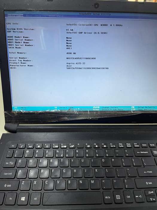 ACER ASPIRE A315-33 MOTHERBOARD  (INTEL CELERON N3060 @ 1.60GHz)
