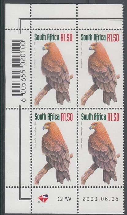 RSA 2000: 6th DEFINITIVE ISSUE R1.50 CONTROL BLOCK OF 4 MNH (SACC 1256)