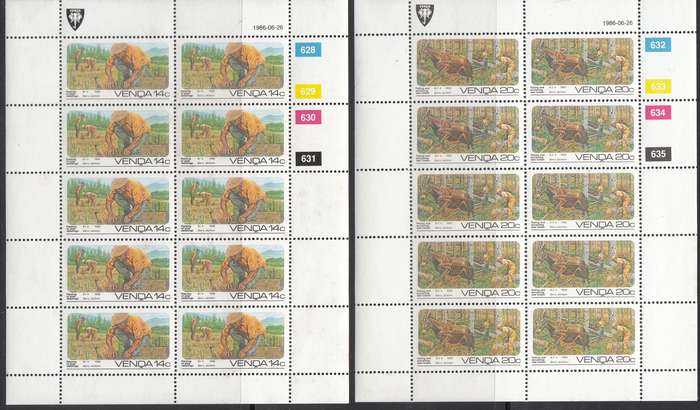 VENDA 1986: FORESTRY FULL SET OF SHEETS OF 10 MNH (SACC 143-146)