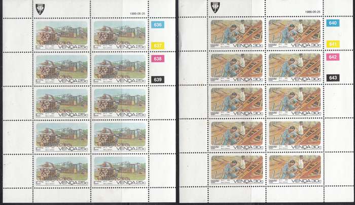 VENDA 1986: FORESTRY FULL SET OF SHEETS OF 10 MNH (SACC 143-146)