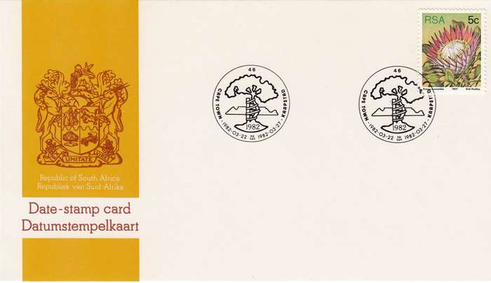 RSA DATE-STAMP CARD 1982: CAPE TOWN