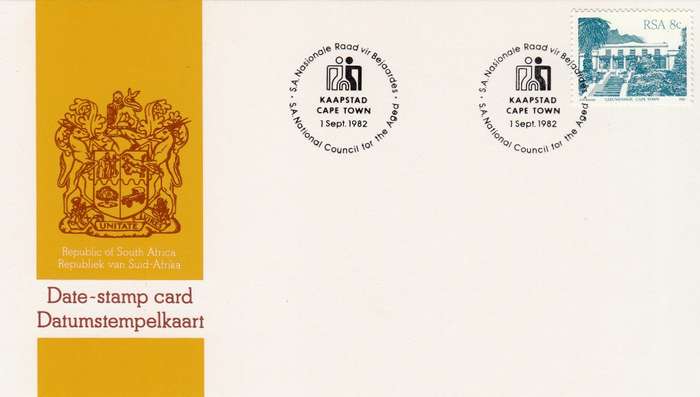 RSA DATE-STAMP CARD 1982: SA COUNCIL FOR THE AGED