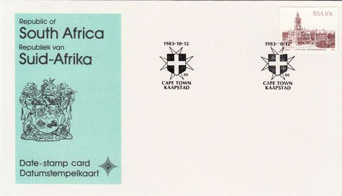RSA DATE-STAMP CARD 1983: CAPE TOWN