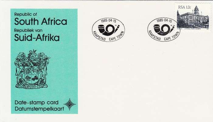 RSA DATE-STAMP CARD 1985: CAPE TOWN
