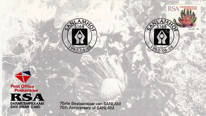 RSA DATE-STAMP CARD 1993: 75th ANNIVERSARY OF SANLAM