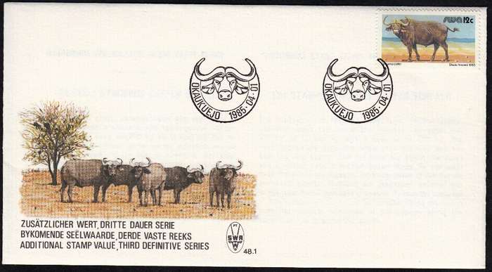 SWA 1985: OFFICIAL FDC 48.1 - ADDITIONAL STAMP VALUE 12c