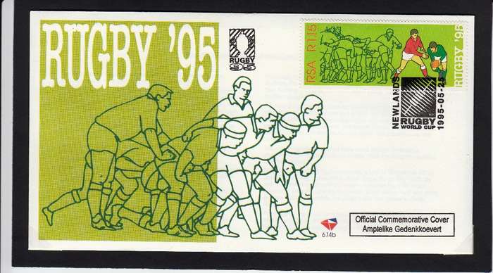 RSA 1995: OFFICIAL FDC 6.14b - RUGBY WORLD CUP