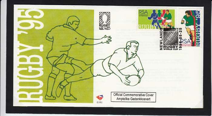 RSA 1995: OFFICIAL FDC 6.14c - RUGBY WORLD CUP