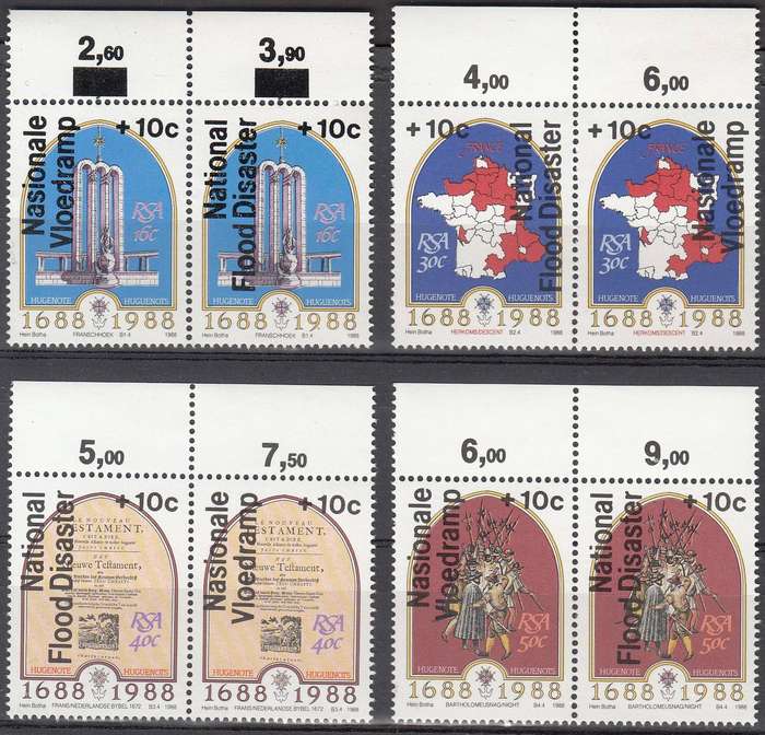 RSA 1988: NATAL RELIEF FUND FULL SET IN PAIRS MNH (SACC 654-661)