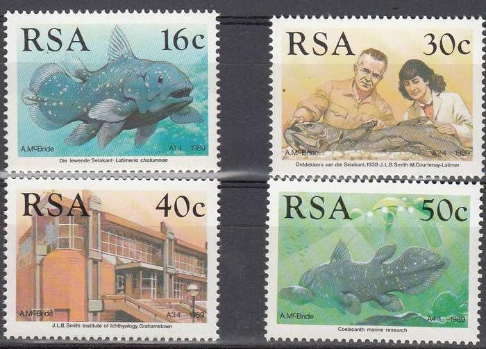 RSA 1989: IDENTIFICATION OF THE COELACANTH FULL SET OF 4 MNH (SACC 691-694)