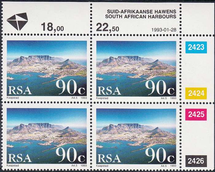 RSA 1993 SA HARBOURS FULL SET CONTROL BLOCKS MNH (SACC 790-794)