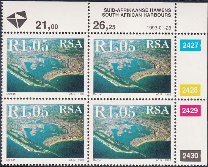RSA 1993 SA HARBOURS FULL SET CONTROL BLOCKS MNH (SACC 790-794)