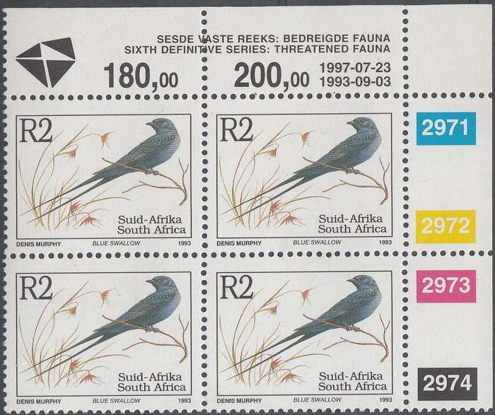 RSA 1997 SIXTH DEFINITIVE SERIES R2 BLUE SWALLOW MNH (SACC 840b)