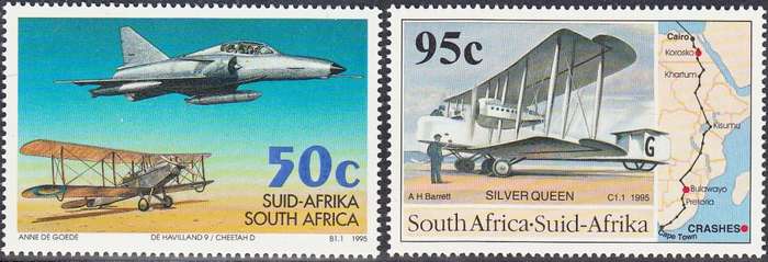 RSA 1995 75th ANNIVERSARY OF FIRST TRANS-AFRICAN FLIGHT SET MNH (SACC 889-890)