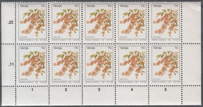 VENDA 1984: ADDITIONAL VALUE 16c EXTENDED BLOCK OF 10 MNH (SACC91)