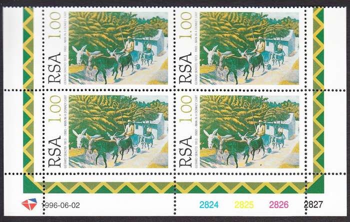 RSA 1996: ARTIST GERARD SEKOTO FULL SET CONTROL BLOCKS MNH (SACC 949/950)