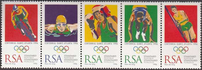 RSA 1996: OLYMPIC GAMES ATLANTA SETENANT STRIP OF 5 MNH (SACC 955-959)