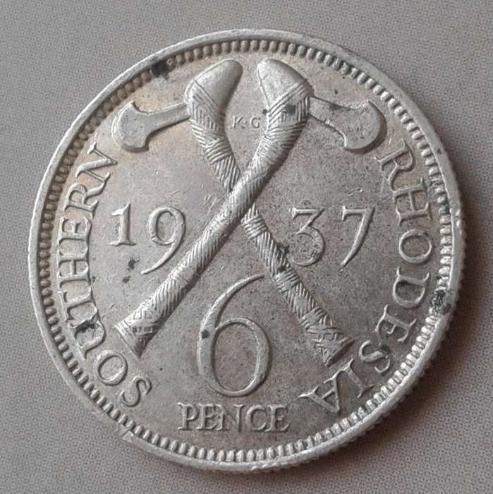 Nice 1937 Southern Rhodesia sterling silver sixpence in VF