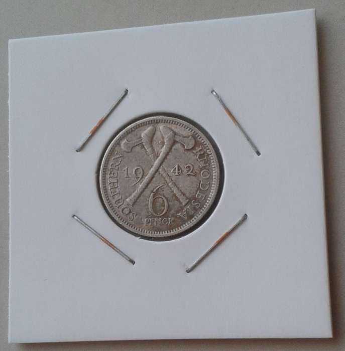 1942 Southern Rhodesia sterling silver sixpence