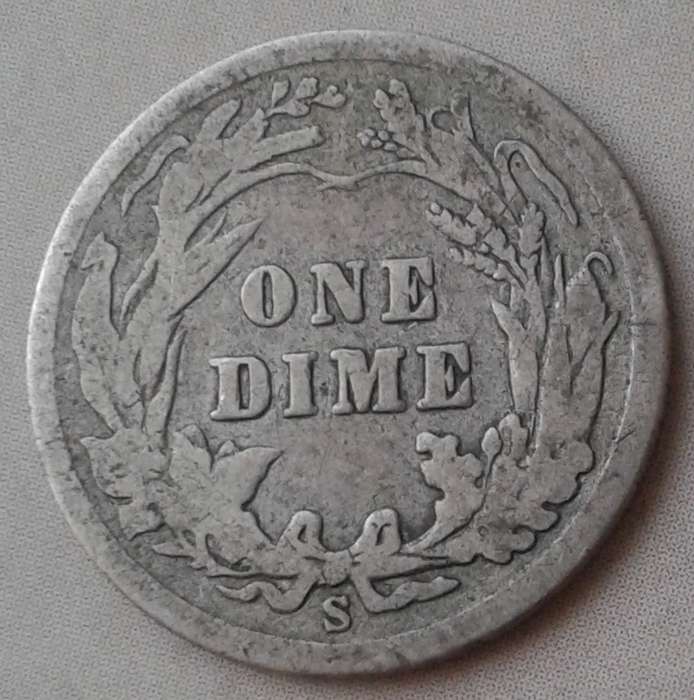 1906 S USA silver Barber dime