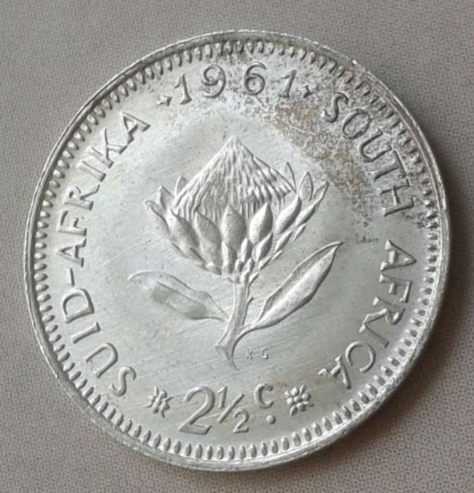 1961 Republic silver 2 1/2c with obverse die crack