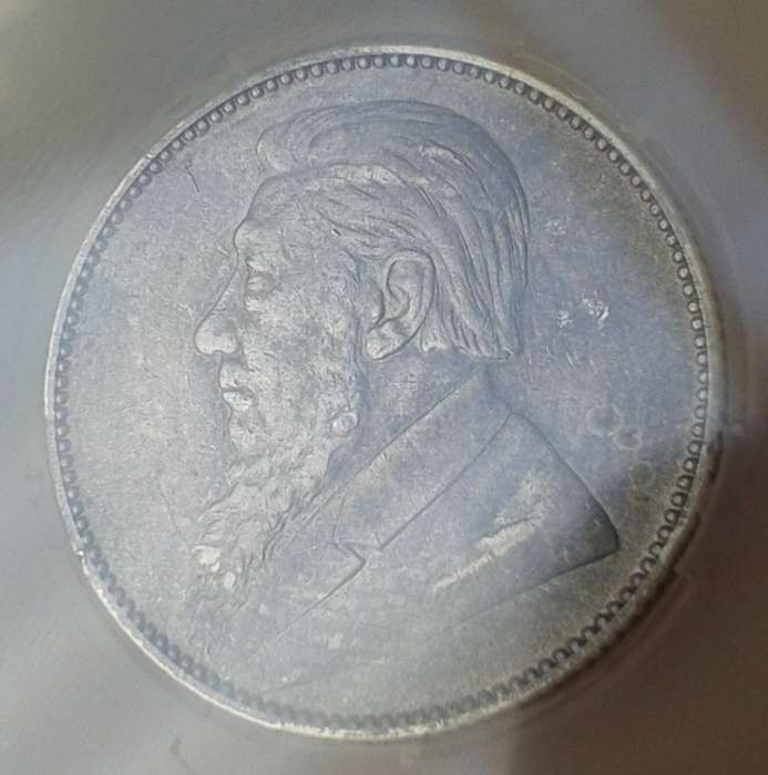1897 ZAR Kruger silver shilling SANGS AU55