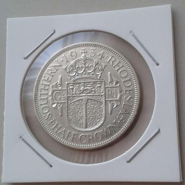 1934 Southern Rhodesia sterling silver half crown