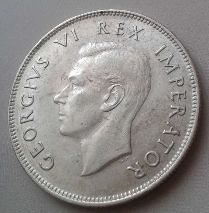 1944 Union silver 2 1/2 Shillings with reverse and obverse die cracks