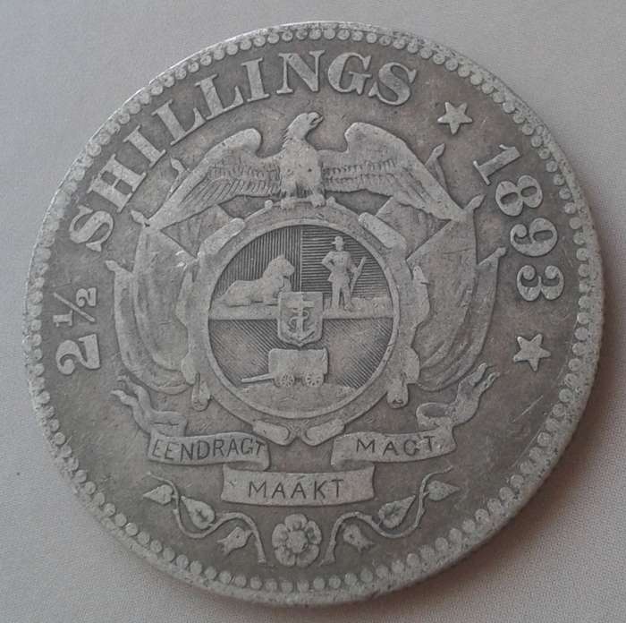 Scarce 1893 ZAR Kruger silver 2 1/2 Shillings