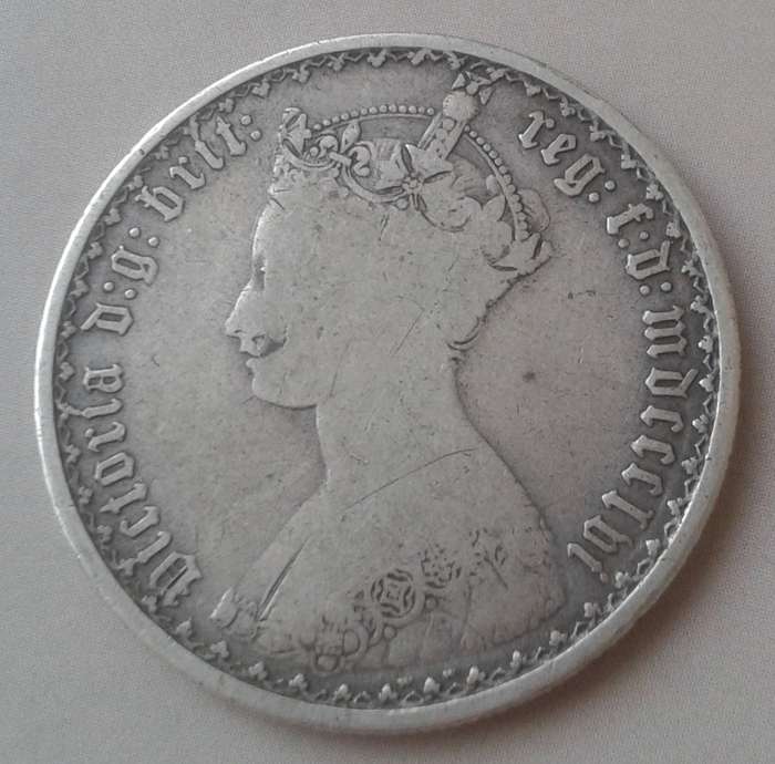 1856 British sterling silver Gothic Florin