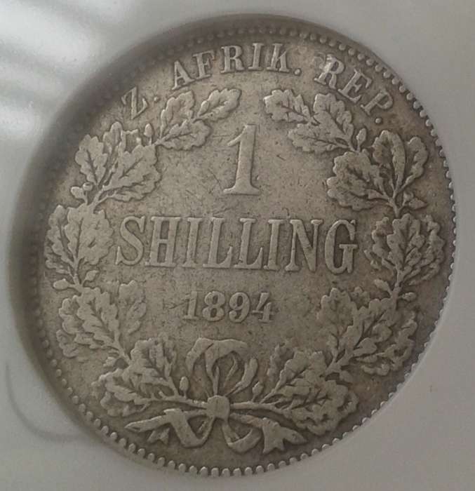 1894 ZAR Kruger silver Shilling NGC F12