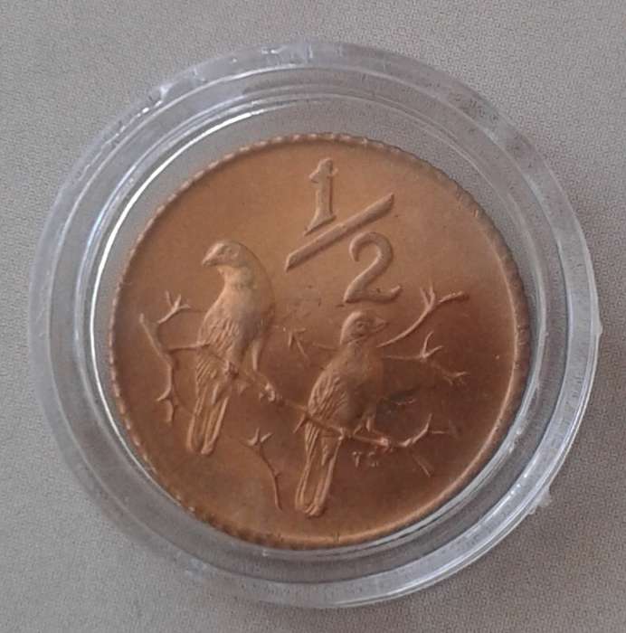 Encapsulated 1970 Republic 1/2c in lustrous proof (low mintage)