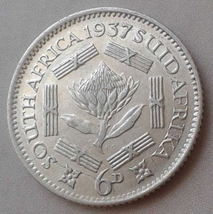 1937 Union silver sixpence in XF