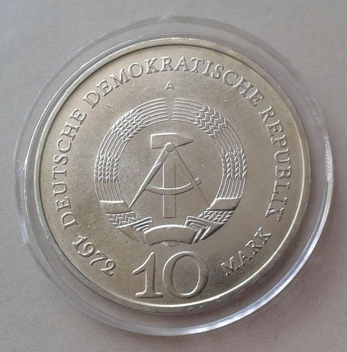 1972 German 10 Mark with certificate (Buchenwald memorial)