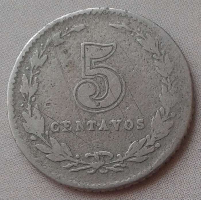 1897 Argentina 5 centavos