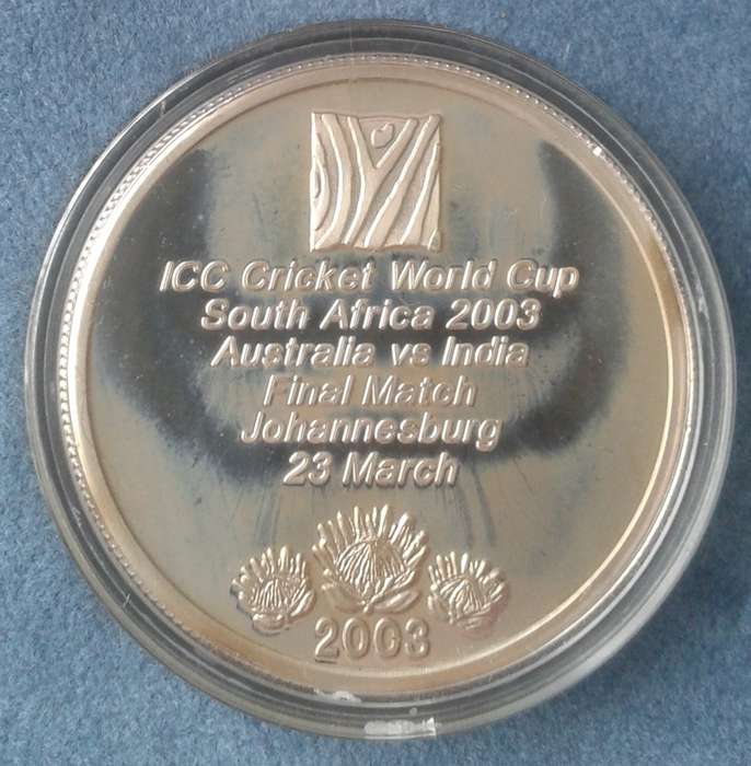 2003 Cricket World Cup proof silver prestige tossing medal collection in case with certificate