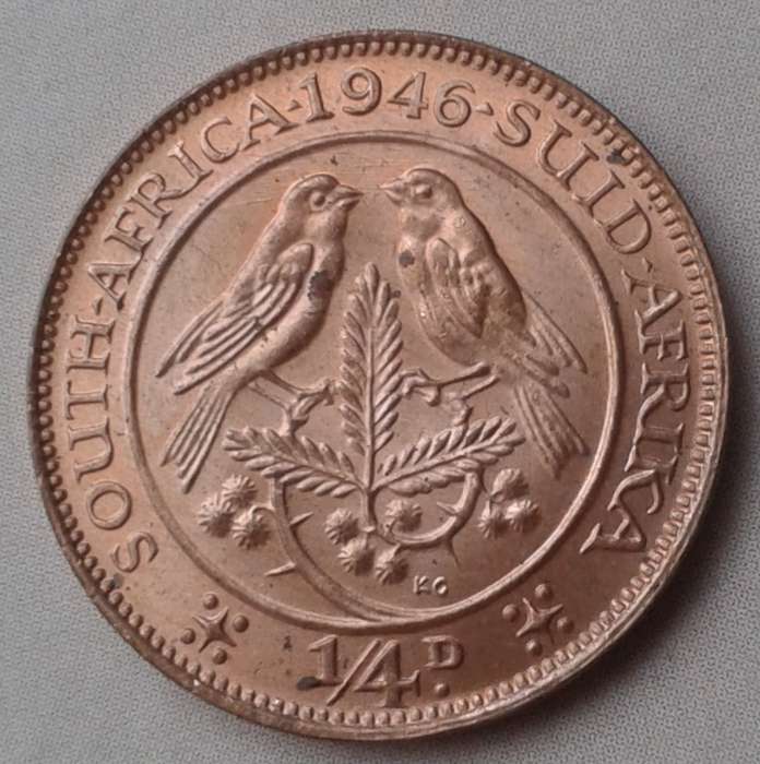 1946 Union 1/4 penny in lustrous unc red.