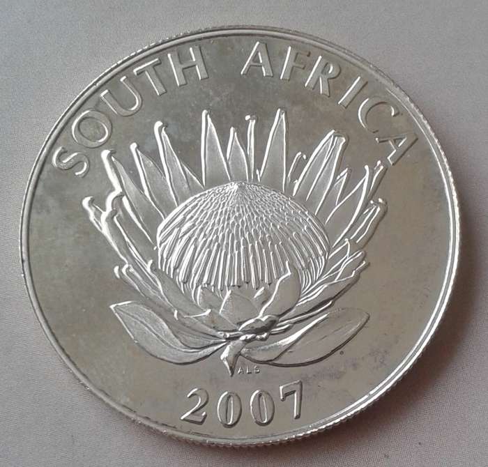 2007 de Klerk uncirculated silver R1 in bag with certificate (mintage: 882)