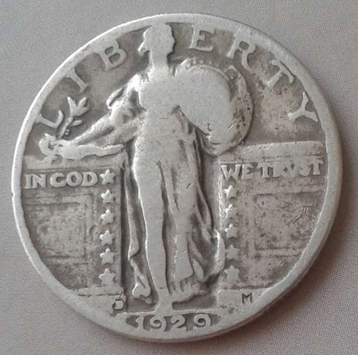 1929 D USA Standing Liberty silver quarter