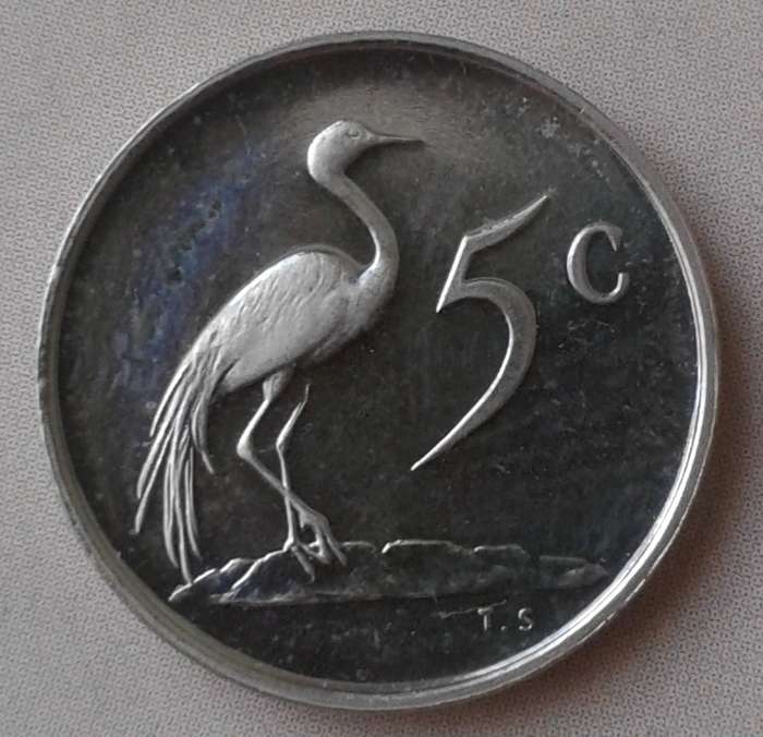 1969 Afrikaans proof nickel 5c